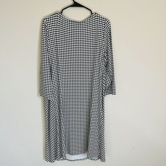 J Jill Dress Wearever Collection Sz L Shift Houndstooth Stretchy 3/4 Sleeve Midi - Picture 6 of 7
